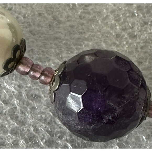 Schmid & Von Bosio Italy Purple Amethyst and Pearl Round Bead Bracelet 7.5" - Picture 7 of 10